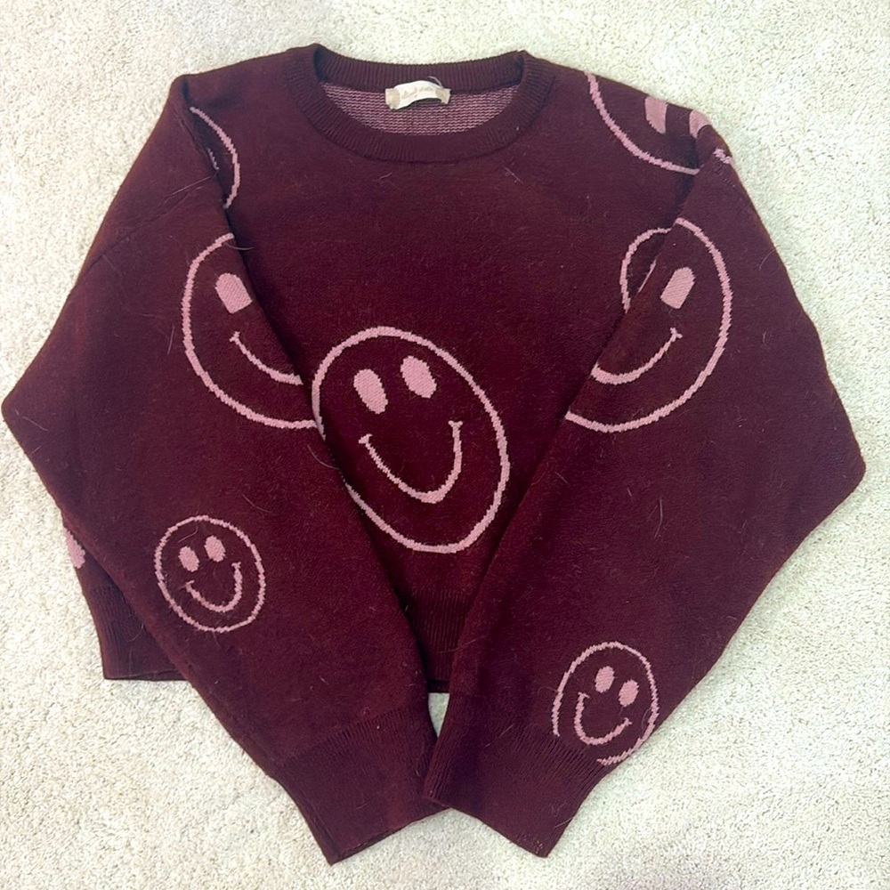 Altar’d State Maroon Smiley sweater